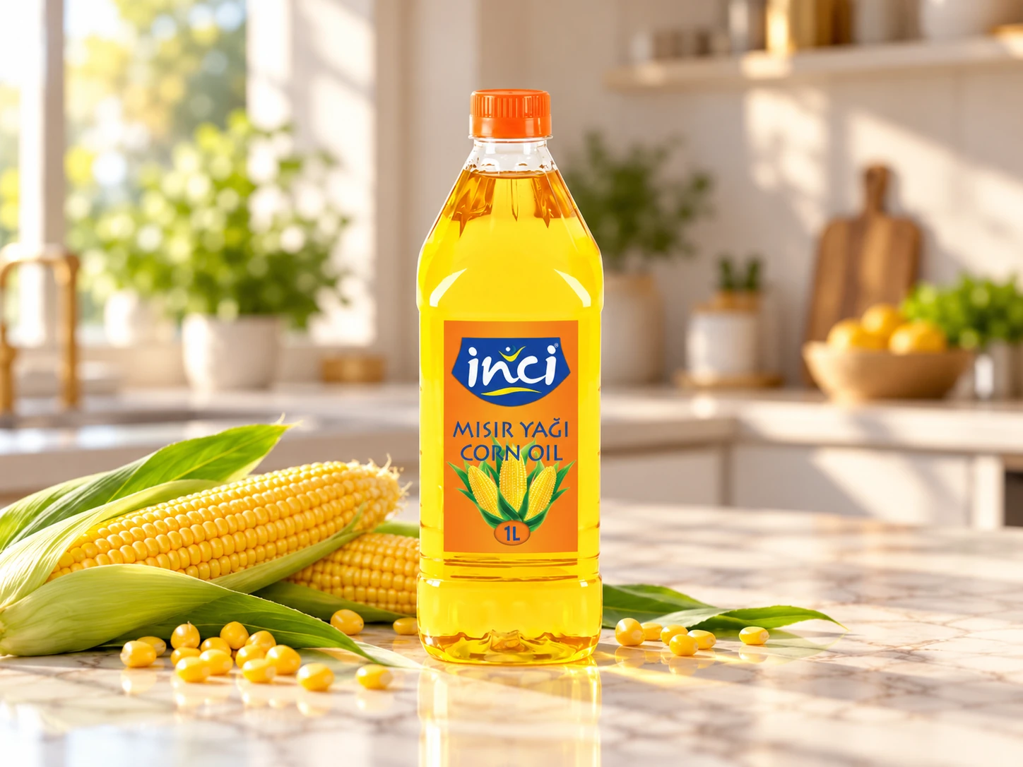 İnci Mısır Yağı 1 L Köşeli PET ürün görseli