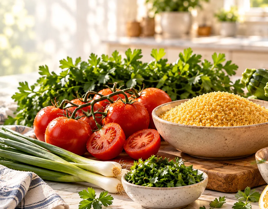 مكونات سلطة البرغل التركية