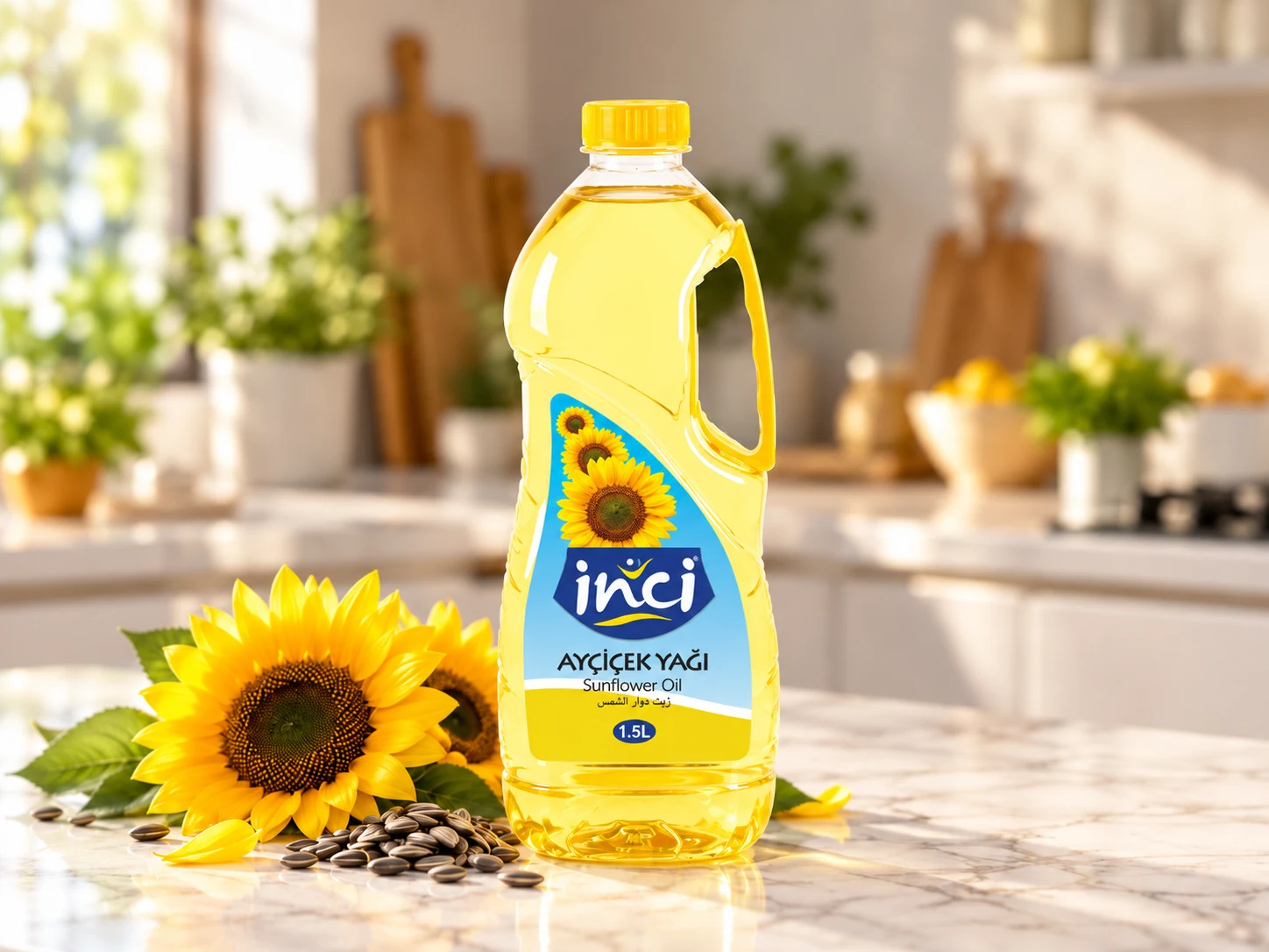 İnci Ayçiçek Yağı 1,5 L Kulplu PET ürün görseli