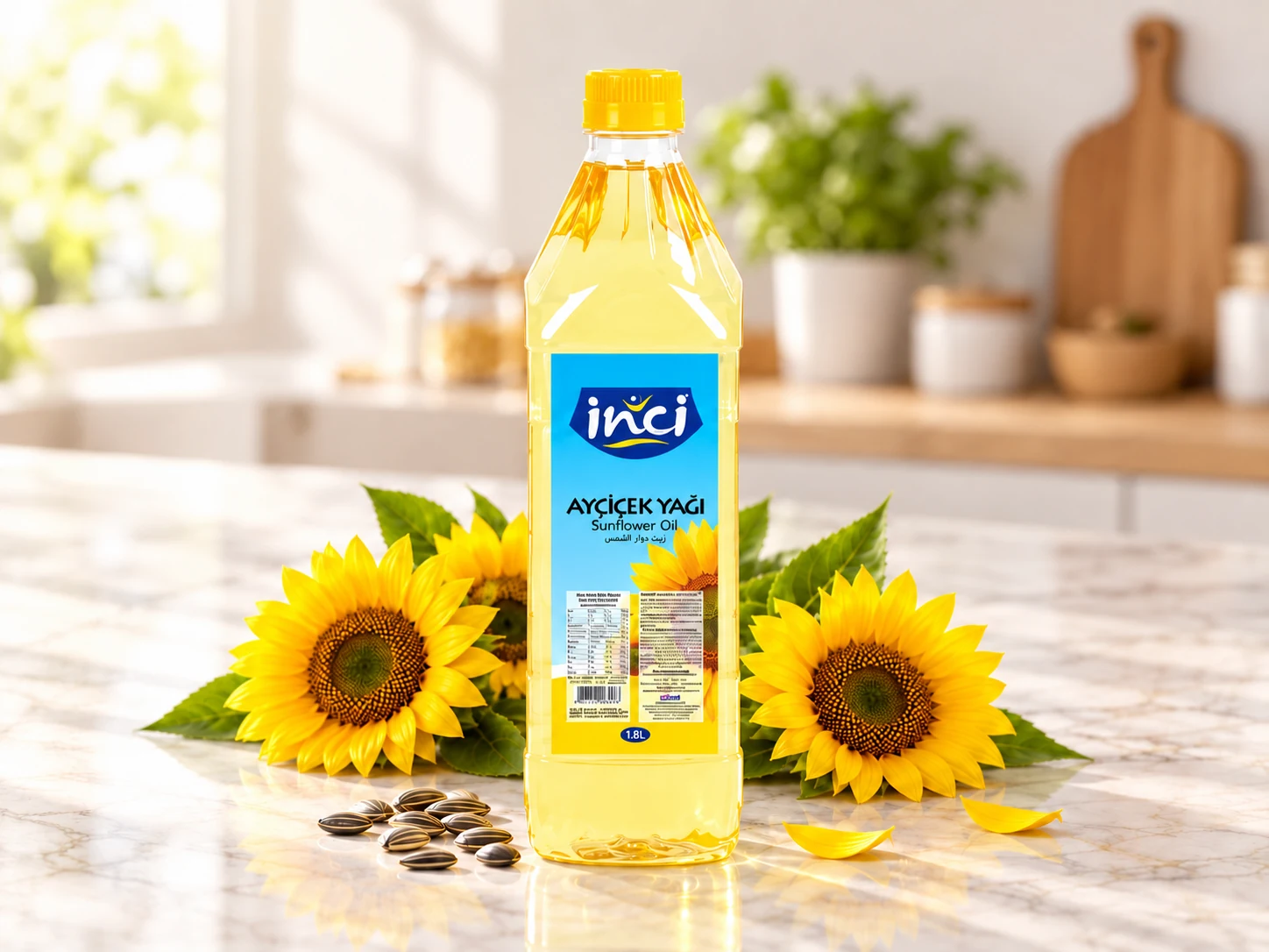 İnci Ayçiçek Yağı 1,8 L Köşeli PET ürün görseli