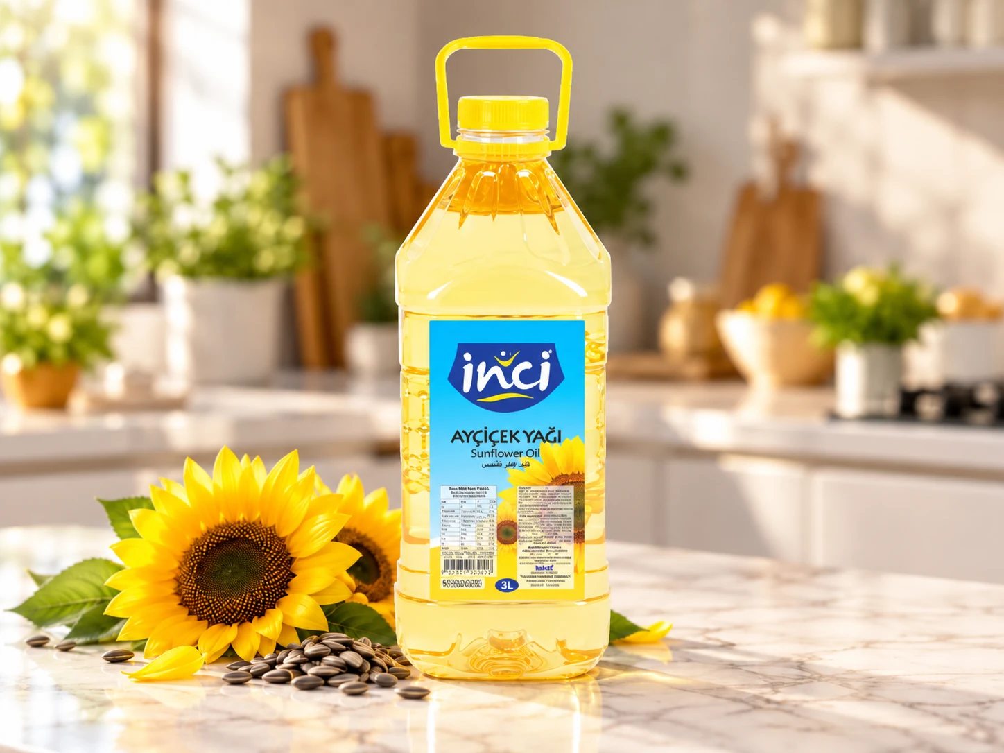 İnci Ayçiçek Yağı 3 L Köşeli PET ürün görseli