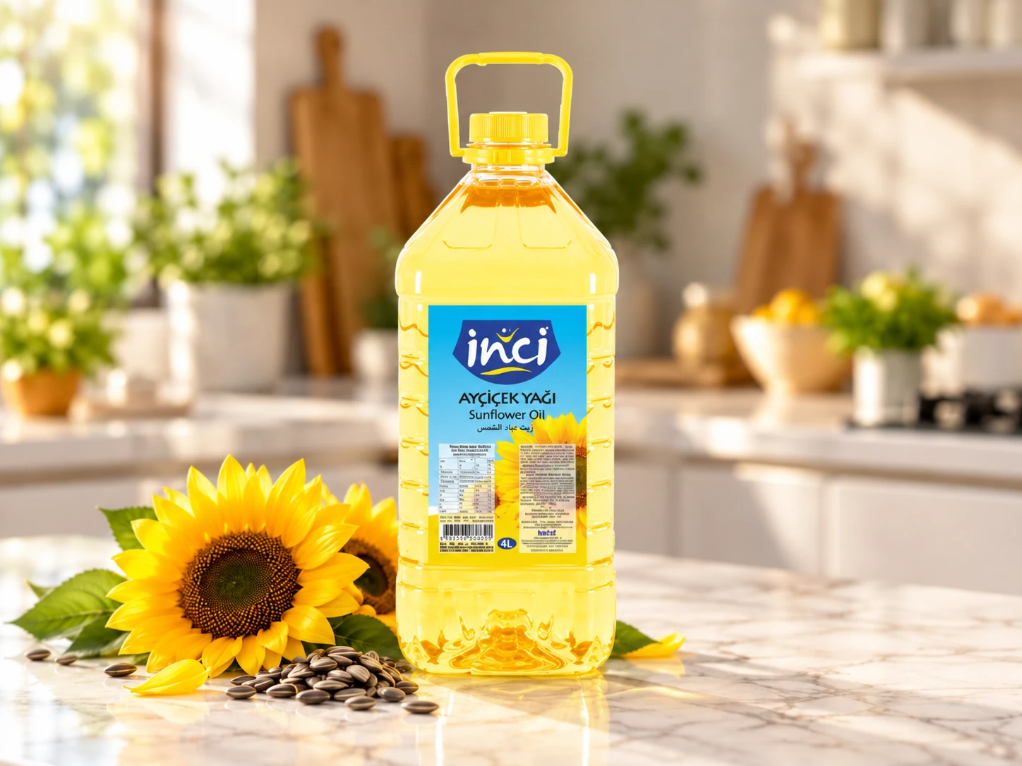 İnci Ayçiçek Yağı 4 L Köşeli PET ürün görseli