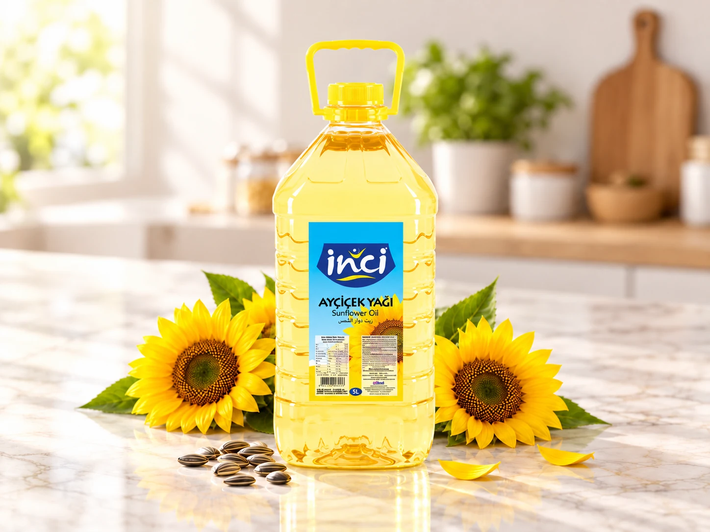 İnci Ayçiçek Yağı 5 L Köşeli PET ürün görseli